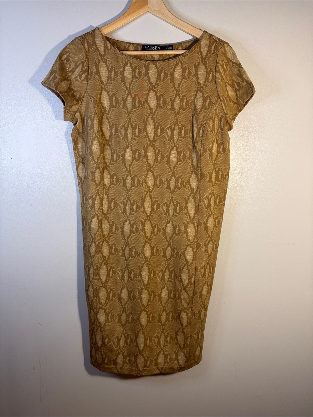 Lauren Ralph Lauren Brown Snakeskin Print Dress, Size Large